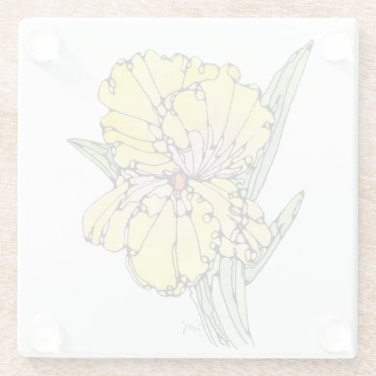 Untersetzer aus Glas - Gelbe Iris (Rückseite)