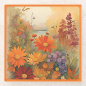 Untersetzer aus Glas - Goldene Farbtöne von Orange (Vorderseite)