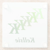 Untersetzer aus Glas - grüne Bezeichnung und Vorze (Rückseite)