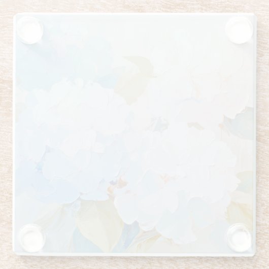 Untersetzer aus Glas, Hydrangeas in Wasserfarbe (Rückseite)