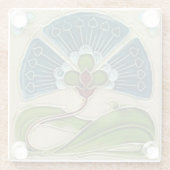 Untersetzer aus Glas - Jugendstil-Blumendesign (Rückseite)