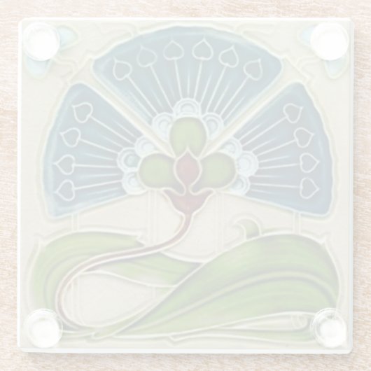 Untersetzer aus Glas - Jugendstil-Blumendesign (Rückseite)