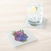 Untersetzer aus Glas, Lila Iris Wasserfarbe (Schrägansicht)