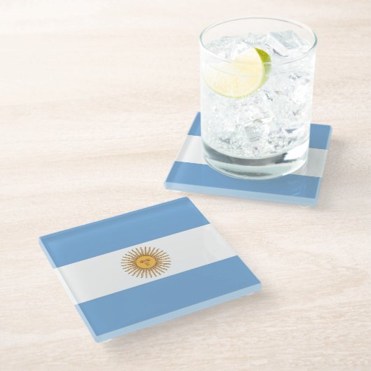 Untersetzer aus Glas mit argentinischer Flagge (Schrägansicht)