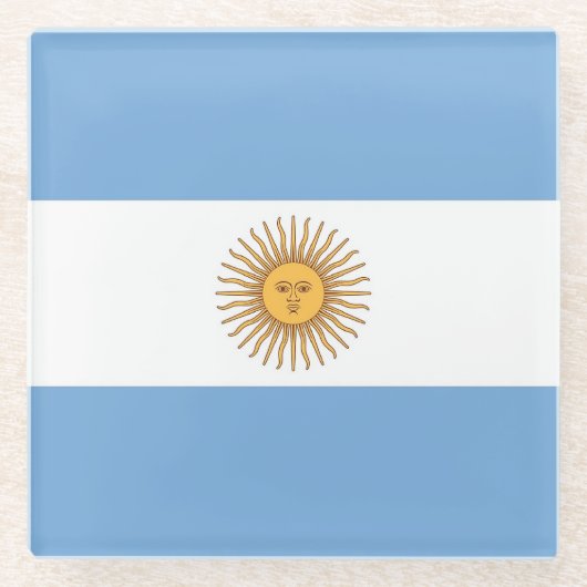 Untersetzer aus Glas mit argentinischer Flagge (Vorderseite)