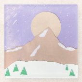 Untersetzer aus Glas mit Bergszene (Vorderseite)