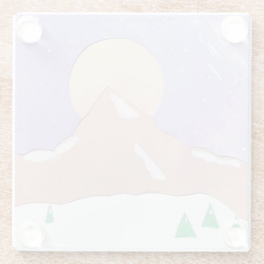 Untersetzer aus Glas mit Bergszene (Rückseite)