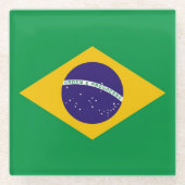 Untersetzer aus Glas mit brasilianischer Flagge (Vorderseite)