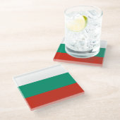 Untersetzer aus Glas mit bulgarischer Flagge (Schrägansicht)