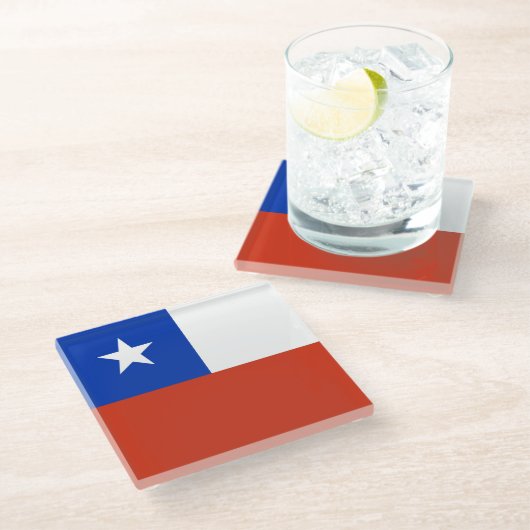 Untersetzer aus Glas mit Chile (Schrägansicht)