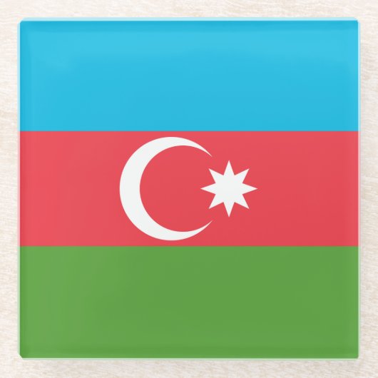 Untersetzer aus Glas mit der Flagge Aserbaidschans (Vorderseite)