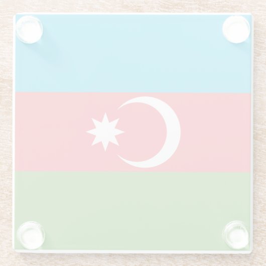 Untersetzer aus Glas mit der Flagge Aserbaidschans (Rückseite)