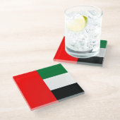 Untersetzer aus Glas mit der Flagge der VAE (Schrägansicht)