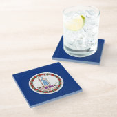 Untersetzer aus Glas mit der Flagge des Staat Virg (Schrägansicht)