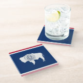 Untersetzer aus Glas mit der Flagge des Wyoming-St (Schrägansicht)
