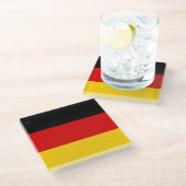 Untersetzer aus Glas mit der Flagge Deutschlands (Schrägansicht)