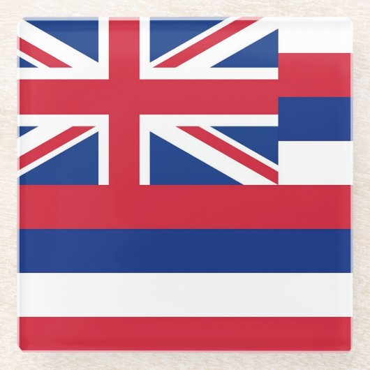 Untersetzer aus Glas mit der Flagge Hawaiis, USA (Vorderseite)