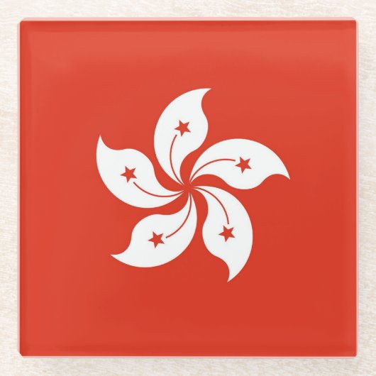 Untersetzer aus Glas mit der Flagge Hongkongs (Vorderseite)