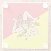 Untersetzer aus Glas mit der Flagge Siziliens, Ita (Rückseite)