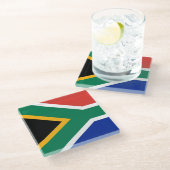 Untersetzer aus Glas mit der Flagge Südafrikas (Schrägansicht)