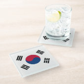 Untersetzer aus Glas mit der Flagge Südkoreas (Schrägansicht)
