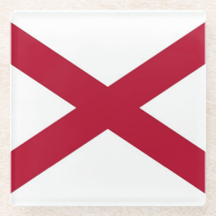 Untersetzer aus Glas mit der Flagge von Alabama, U