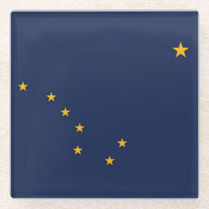 Untersetzer aus Glas mit der Flagge von Alaska, US