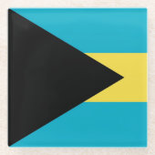 Untersetzer aus Glas mit der Flagge von Bahamas (Vorderseite)