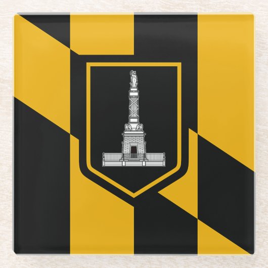 Untersetzer aus Glas mit der Flagge von Baltimore (Vorderseite)