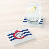 Untersetzer aus Glas mit der Flagge von Cincinnati (Schrägansicht)