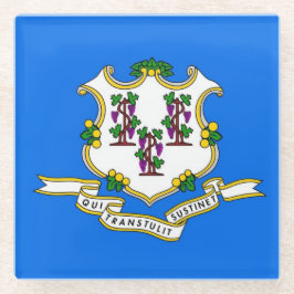 Untersetzer aus Glas mit der Flagge von Connecticu