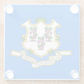 Untersetzer aus Glas mit der Flagge von Connecticu (Rückseite)