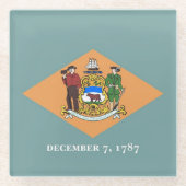 Untersetzer aus Glas mit der Flagge von Delaware,  (Vorderseite)