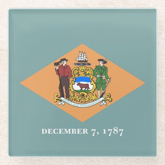 Untersetzer aus Glas mit der Flagge von Delaware, (Vorderseite)