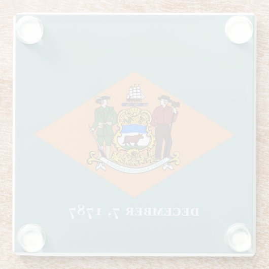 Untersetzer aus Glas mit der Flagge von Delaware,  (Rückseite)