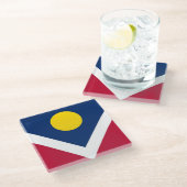 Untersetzer aus Glas mit der Flagge von Denver, Co (Schrägansicht)