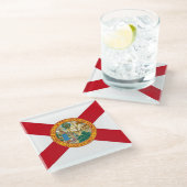 Untersetzer aus Glas mit der Flagge von Florida, U (Schrägansicht)
