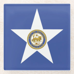 Untersetzer aus Glas mit der Flagge von Houston, U