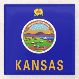 Untersetzer aus Glas mit der Flagge von Kansas, US