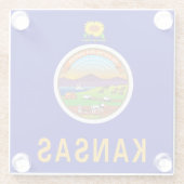 Untersetzer aus Glas mit der Flagge von Kansas, US (Rückseite)