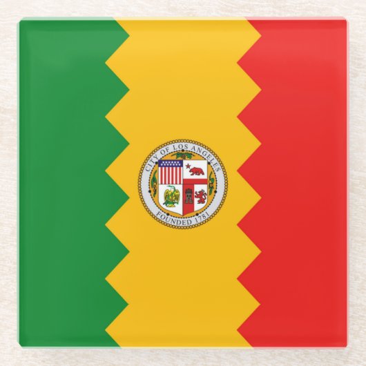 Untersetzer aus Glas mit der Flagge von Los Angele (Vorderseite)