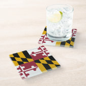 Untersetzer aus Glas mit der Flagge von Maryland, (Schrägansicht)