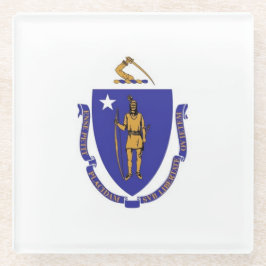 Untersetzer aus Glas mit der Flagge von Massachuse