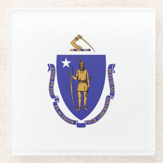 Untersetzer aus Glas mit der Flagge von Massachuse (Vorderseite)