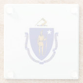 Untersetzer aus Glas mit der Flagge von Massachuse (Rückseite)