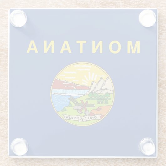 Untersetzer aus Glas mit der Flagge von Montana, U (Rückseite)