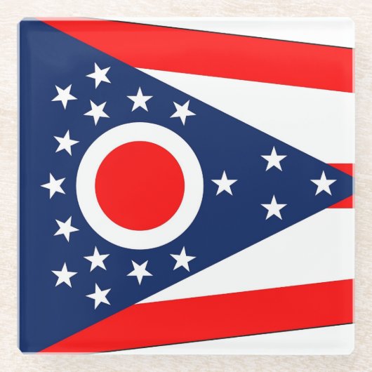 Untersetzer aus Glas mit der Flagge von Ohio Staat (Vorderseite)