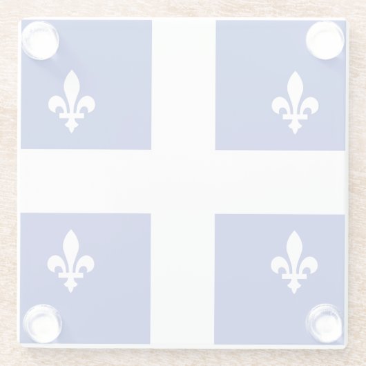 Untersetzer aus Glas mit der Flagge von Quebec, Ka (Rückseite)