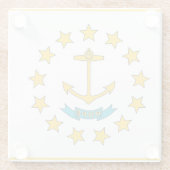 Untersetzer aus Glas mit der Flagge von Rhode Isla (Rückseite)