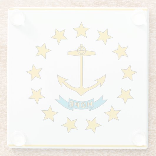 Untersetzer aus Glas mit der Flagge von Rhode Isla (Rückseite)